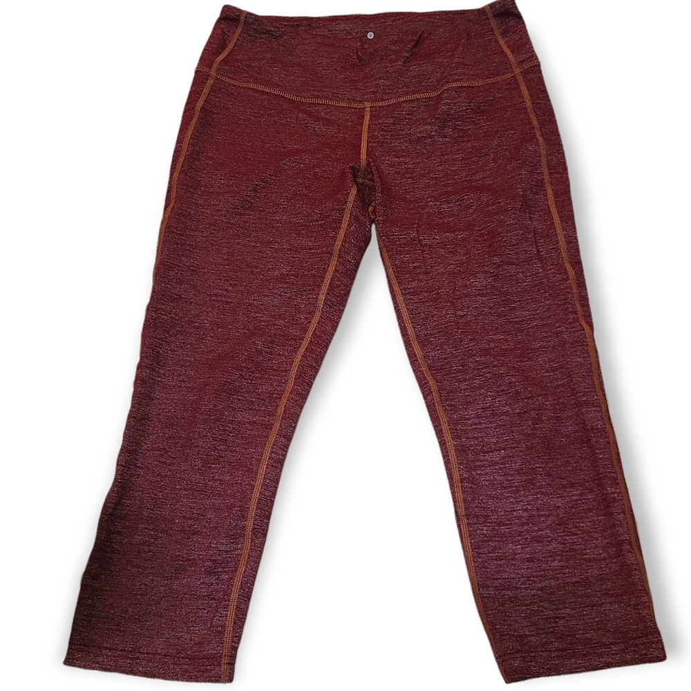 Athleta Burgundy Heathered Capri Leggings
